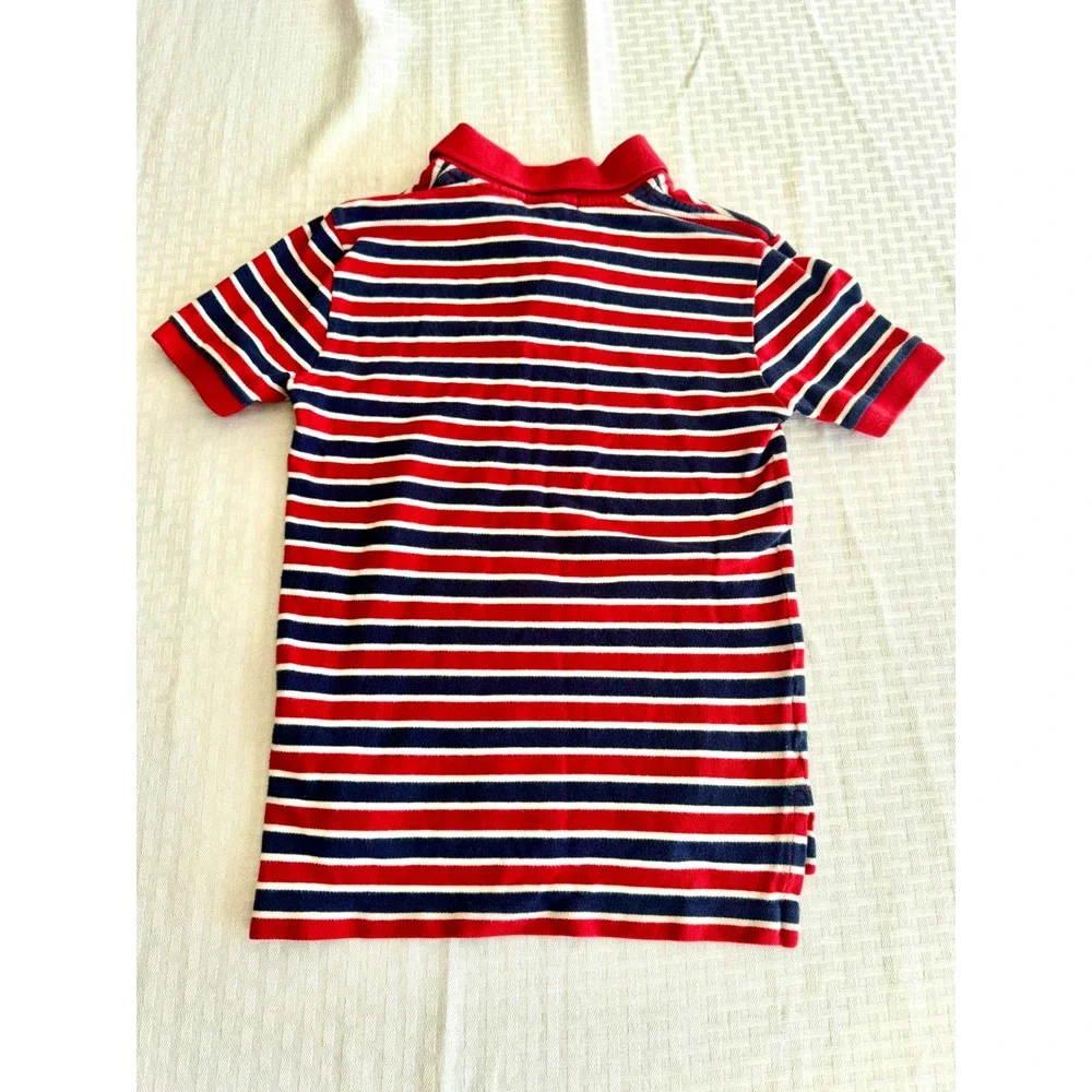 Polo Ralph Lauren Boys S 8 Red White Blue Striped Short Sleeve Polo Shirt